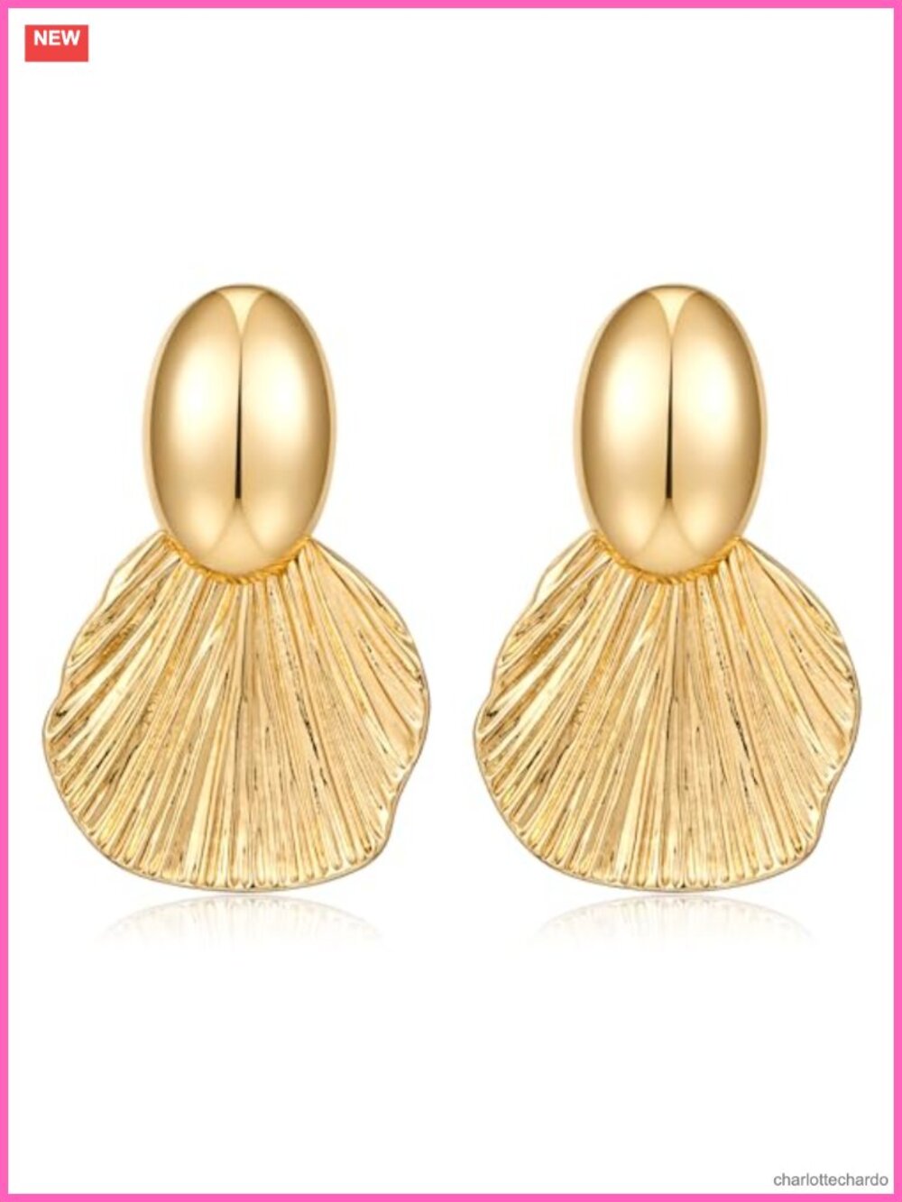 Gold Plated Chunky Fan-Shaped Dangle Earrings for Women Statement Jewelry